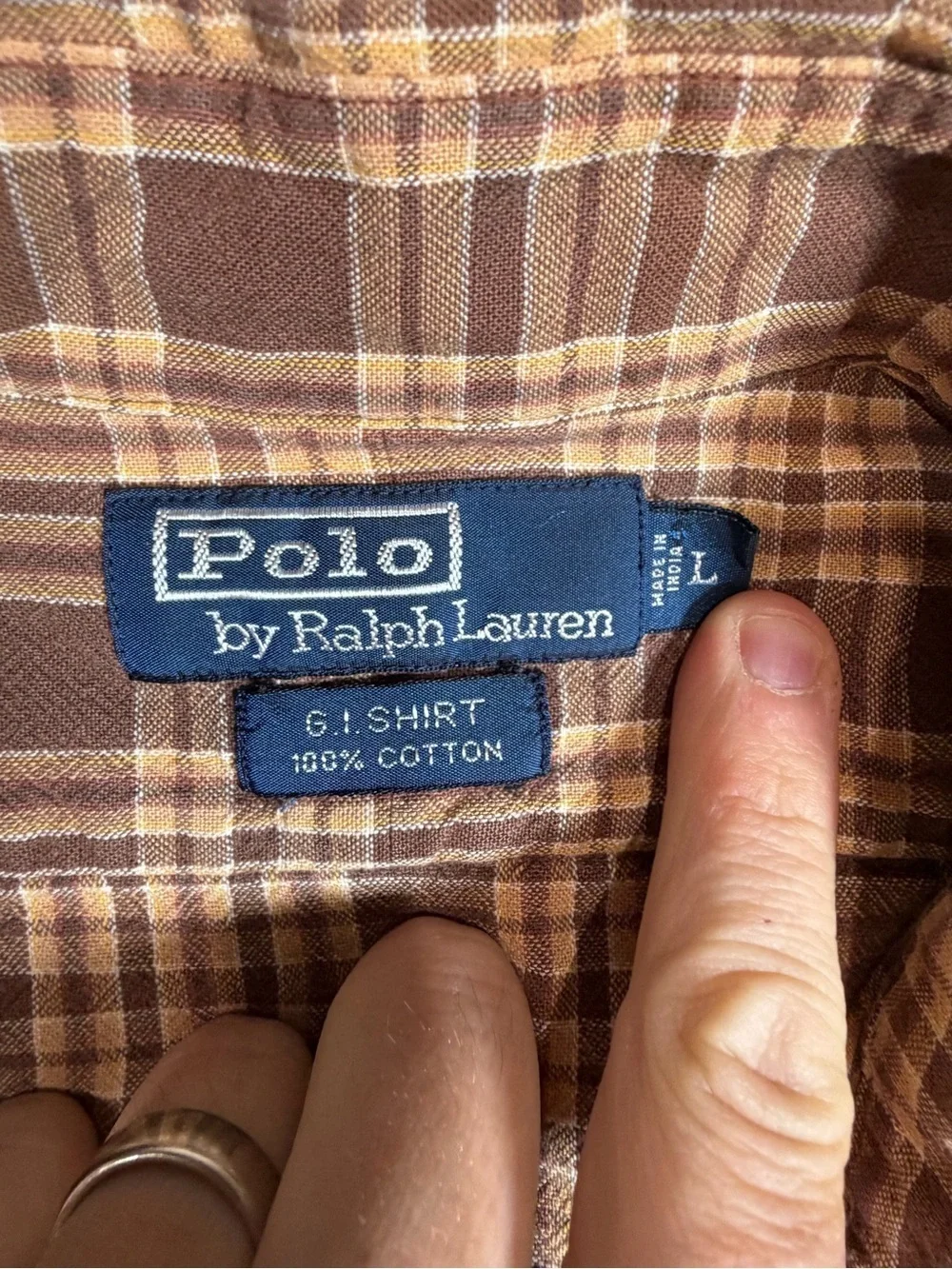 Polo Ralph Lauren Large G.I. Shirt Brown Plaid Long-Sleeve Button-Down Shirt